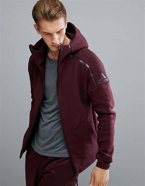 primeknit adidas hoodie men's burgundy